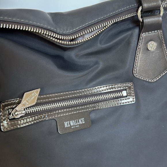 MZ Wallace Tote Bag Medium Dark Gray Nylon with With Pouch Silver Hardware - Picture 9 of 16